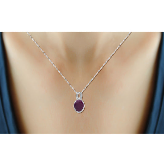 10 ct. T.G.W. Ruby & 1/20 ct. T.W. White Diamond 3-Piece Jewelry Set in Sterling Silver