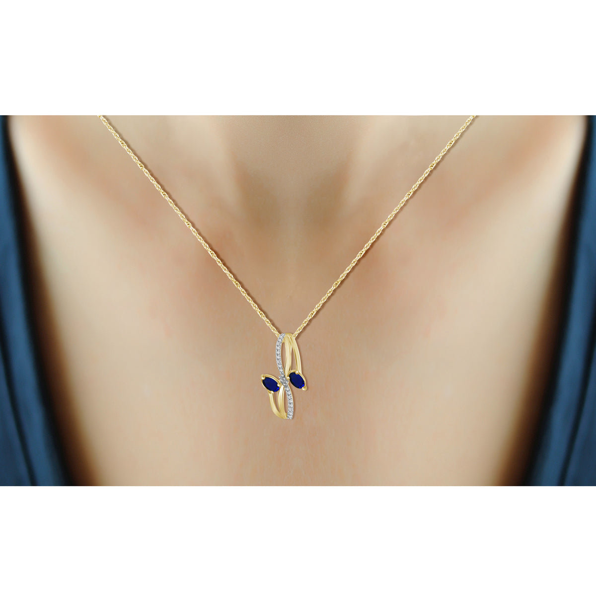 2 1/2 ct. T.G.W. Sapphire & 1/20 ct. T.W. White Diamond 3-Piece Jewelry Set in 14K Gold over Silver