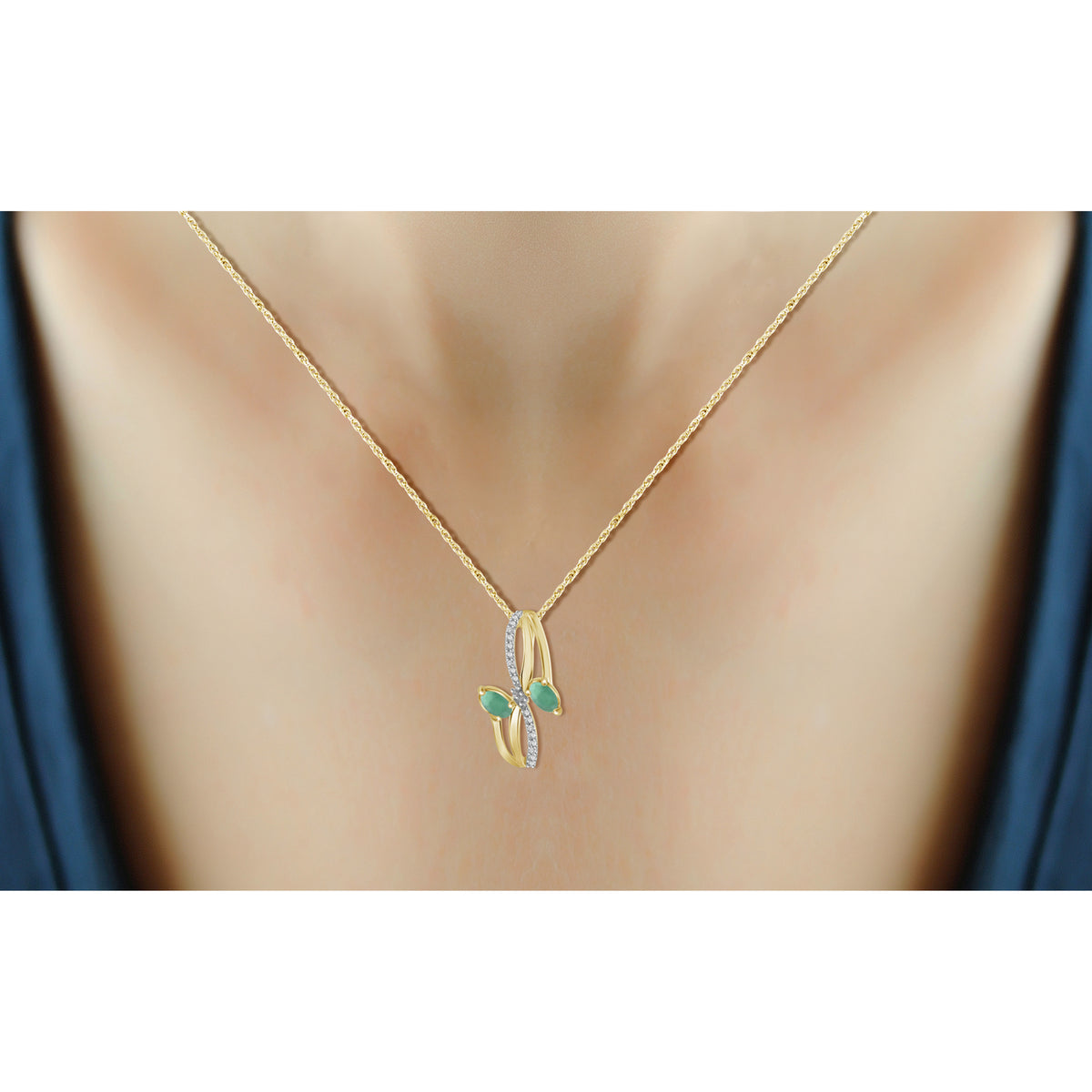 1 3/4 ct. T.G.W. Emerald & 1/20 ct. T.W. White Diamond 3-Piece Jewelry Set in 14K Gold over Silver