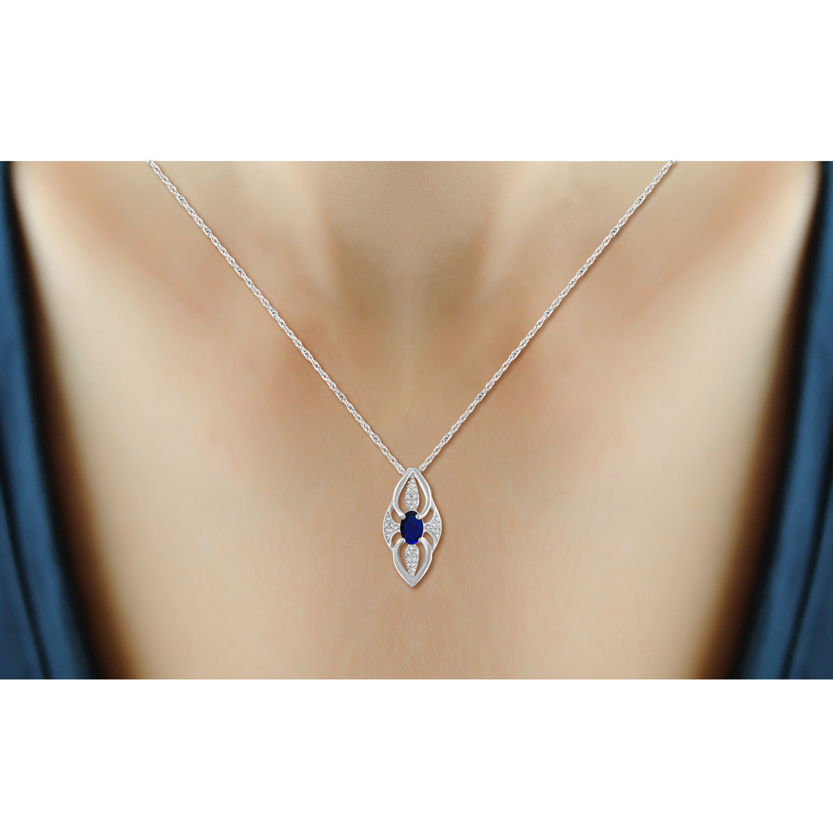 2 ct. T.G.W. Sapphire & 1/20 ct. T.W. White Diamond 3-Piece Jewelry Set in Sterling Silver