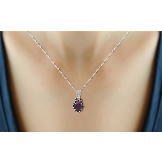 6 3/4 ct. T.G.W. Ruby 3-Piece Jewelry Set with Black & White Diamond Accent in Sterling Silver