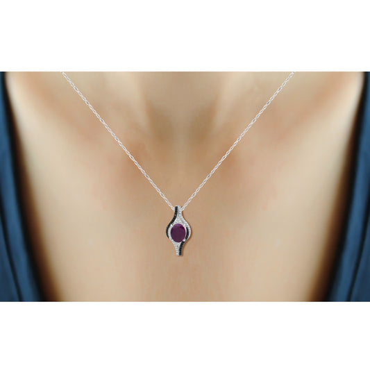 6 ct. T.G.W. Ruby 3-Piece Jewelry Set with Black & White Diamond Accent in Sterling Silver