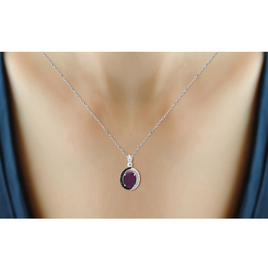 6 ct. T.G.W. Ruby 3-Piece Jewelry Set with Black & White Diamond Accent in Sterling Silver
