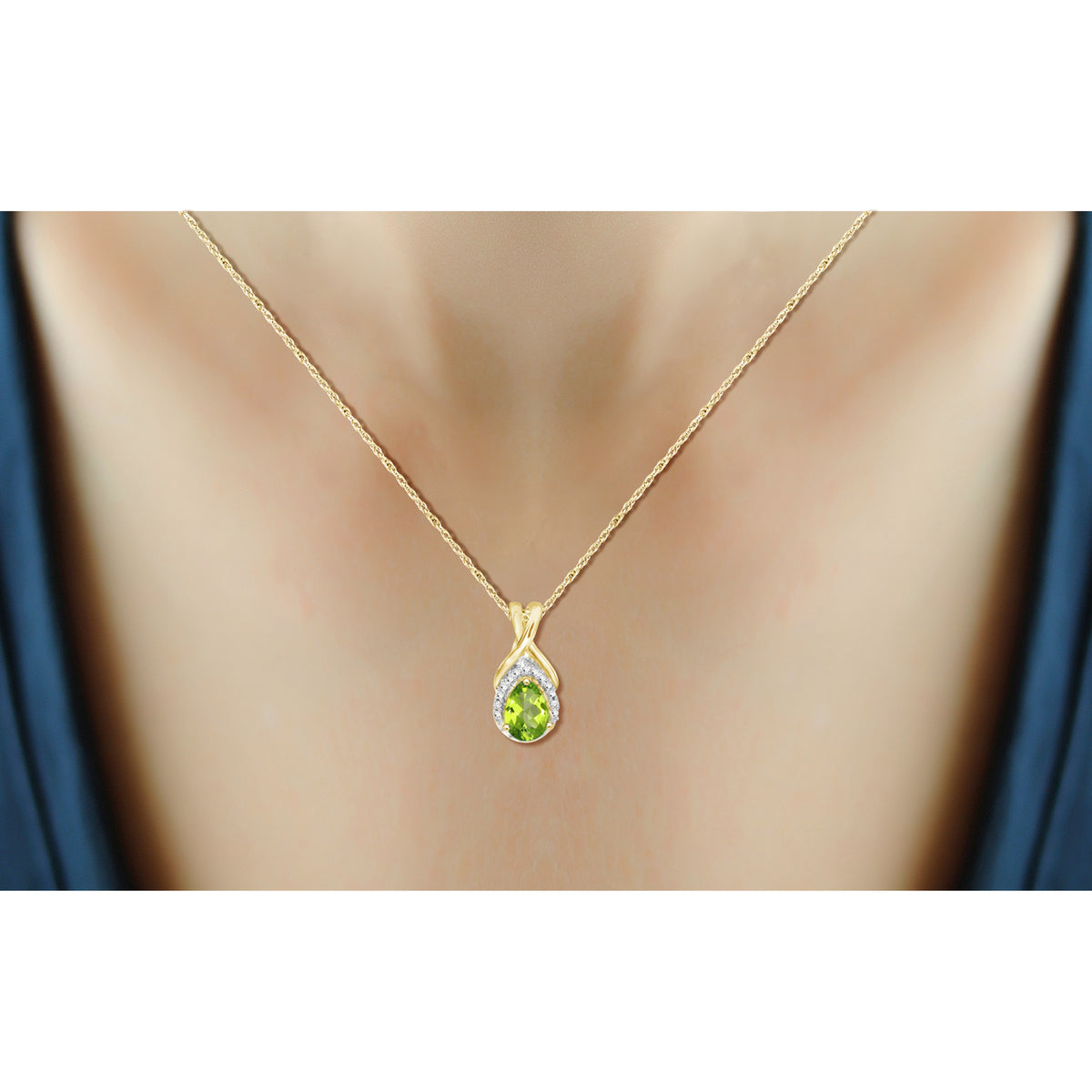 3/4 ct. T.G.W. Peridot Pendant with Diamond Accent in 14K Gold over Silver