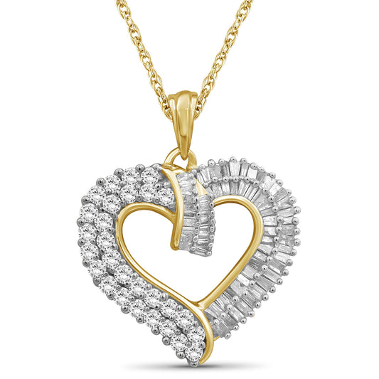 1 ct. T.W. White Diamond Heart Pendant in Sterling Silver or 14K Gold over Silver