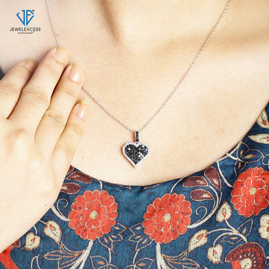 1 ct. T.W. Black Diamond Heart Pendant in Sterling Silver