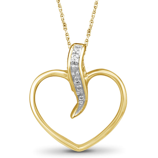 Diamond Accent Heart Pendant in Sterling Silver or 14K Gold over Silver