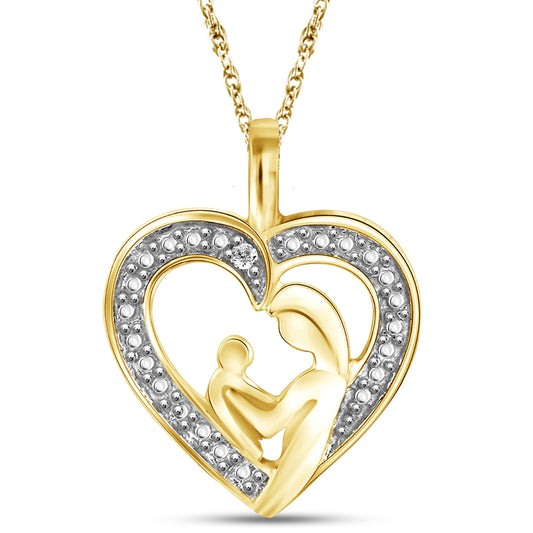 Diamond Accent Heart Pendant in Sterling Silver or 14K Gold over Silver