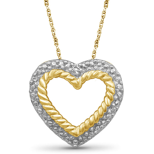 Diamond Accent Heart Pendant in Sterling Silver or 14K Gold over Silver