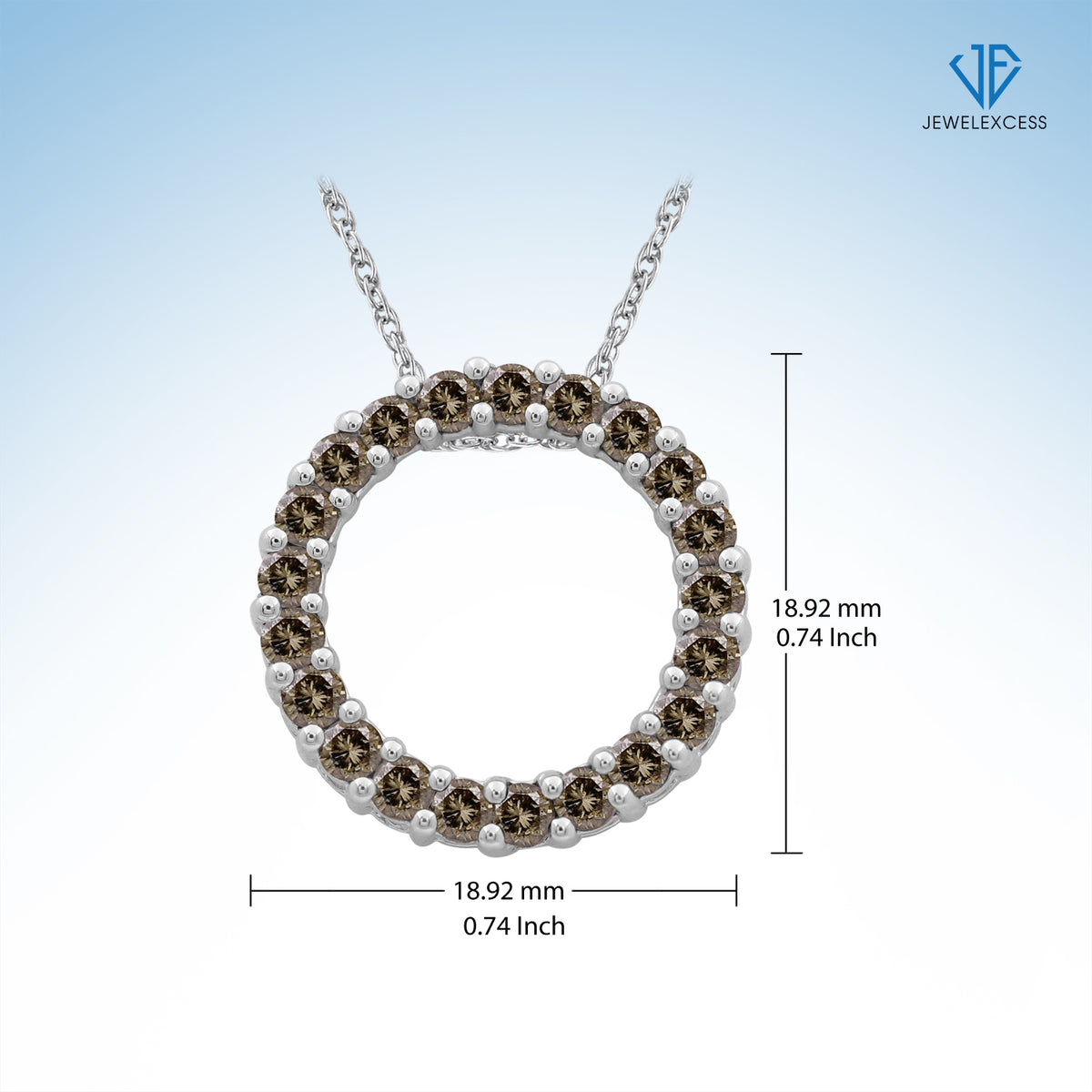 1 ct. T.W. Champagne Diamond Open Circle Pendant in Sterling Silver