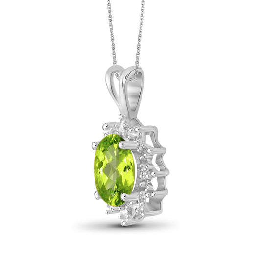 0.48 ct. T.G.W. Peridot Pendant with Diamond Accent in Sterling Silver
