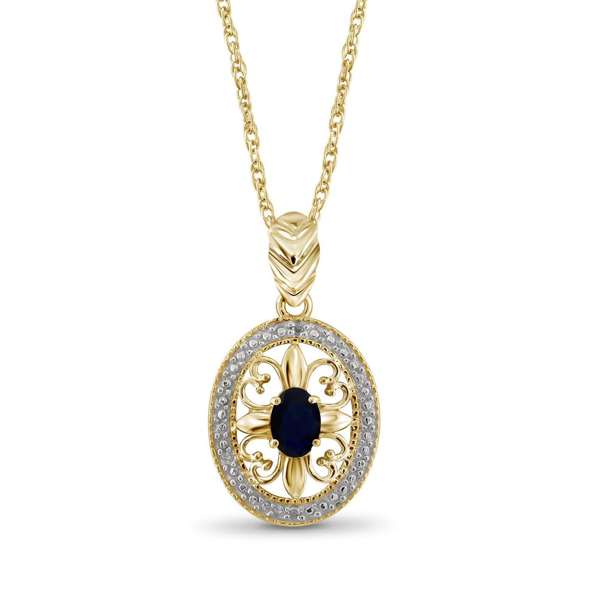 0.65 ct. T.G.W. Sapphire Pendant with Diamond Accents in 14K Gold over Silver