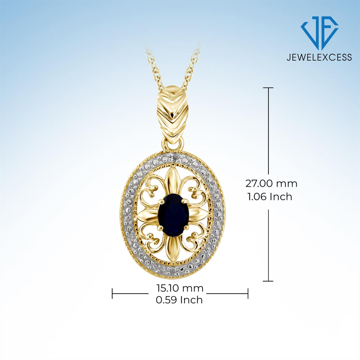0.65 ct. T.G.W. Sapphire Pendant with Diamond Accents in 14K Gold over Silver