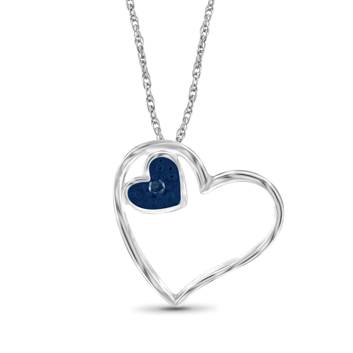 Blue Diamond Accent Heart Pendant in Sterling Silver