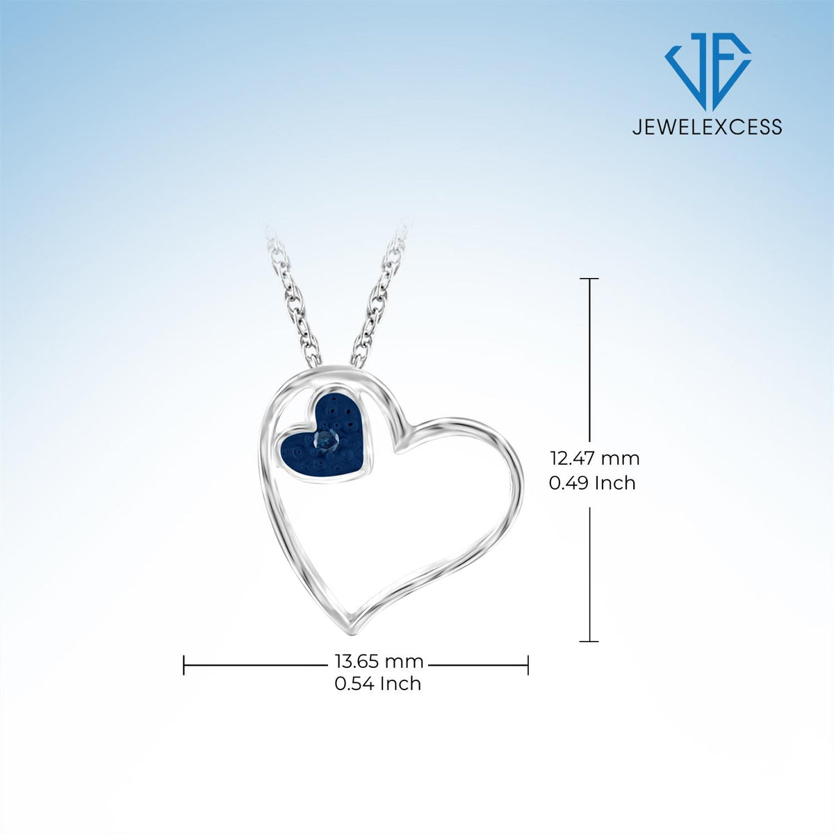Blue Diamond Accent Heart Pendant in Sterling Silver