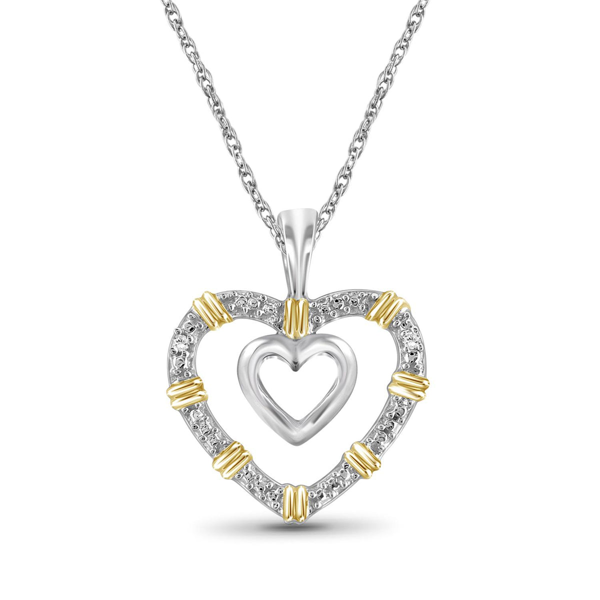 Diamond Accent Heart Pendant in Two-Tone Sterling Silver