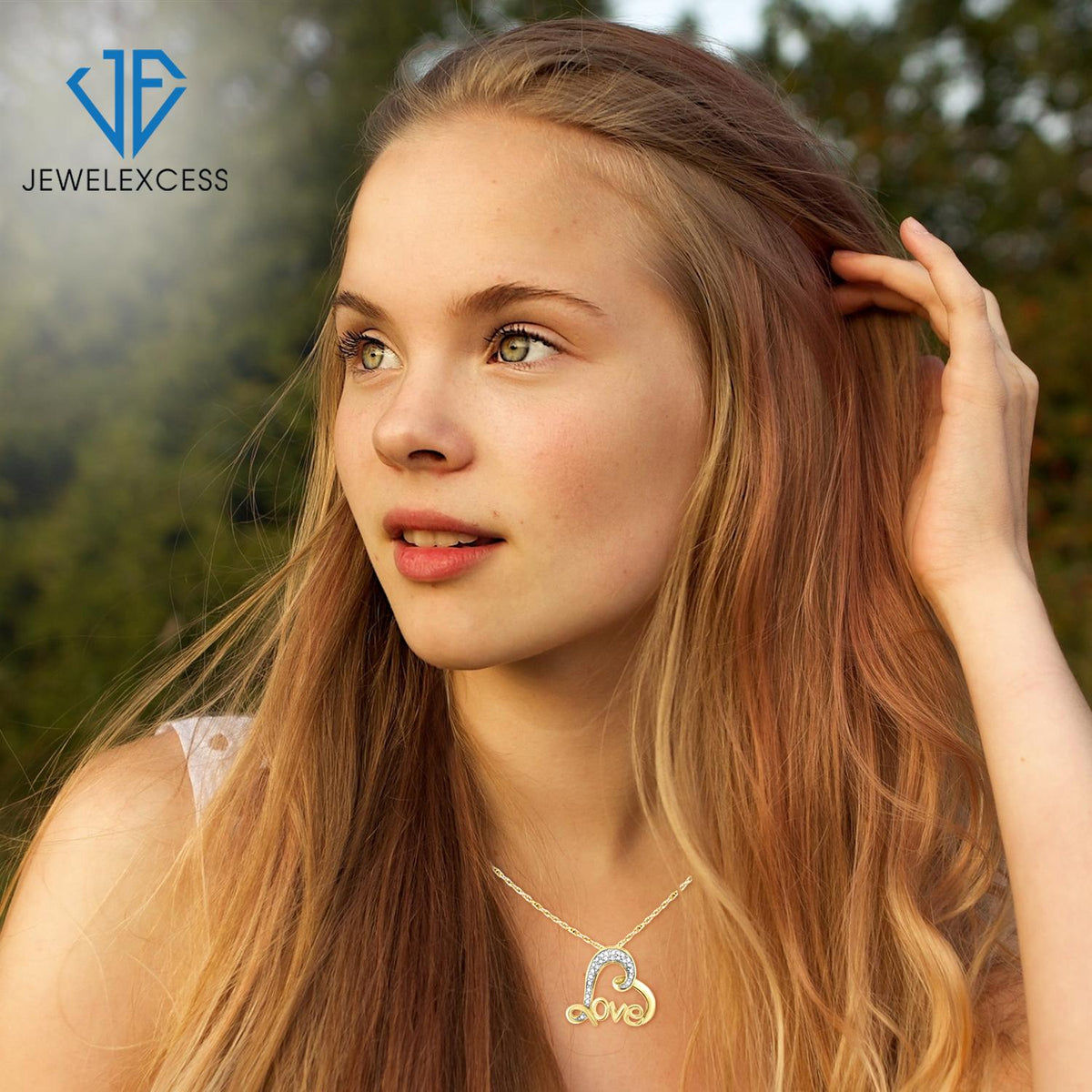 Diamond Accent Heart Pendant in 14K Gold over Silver