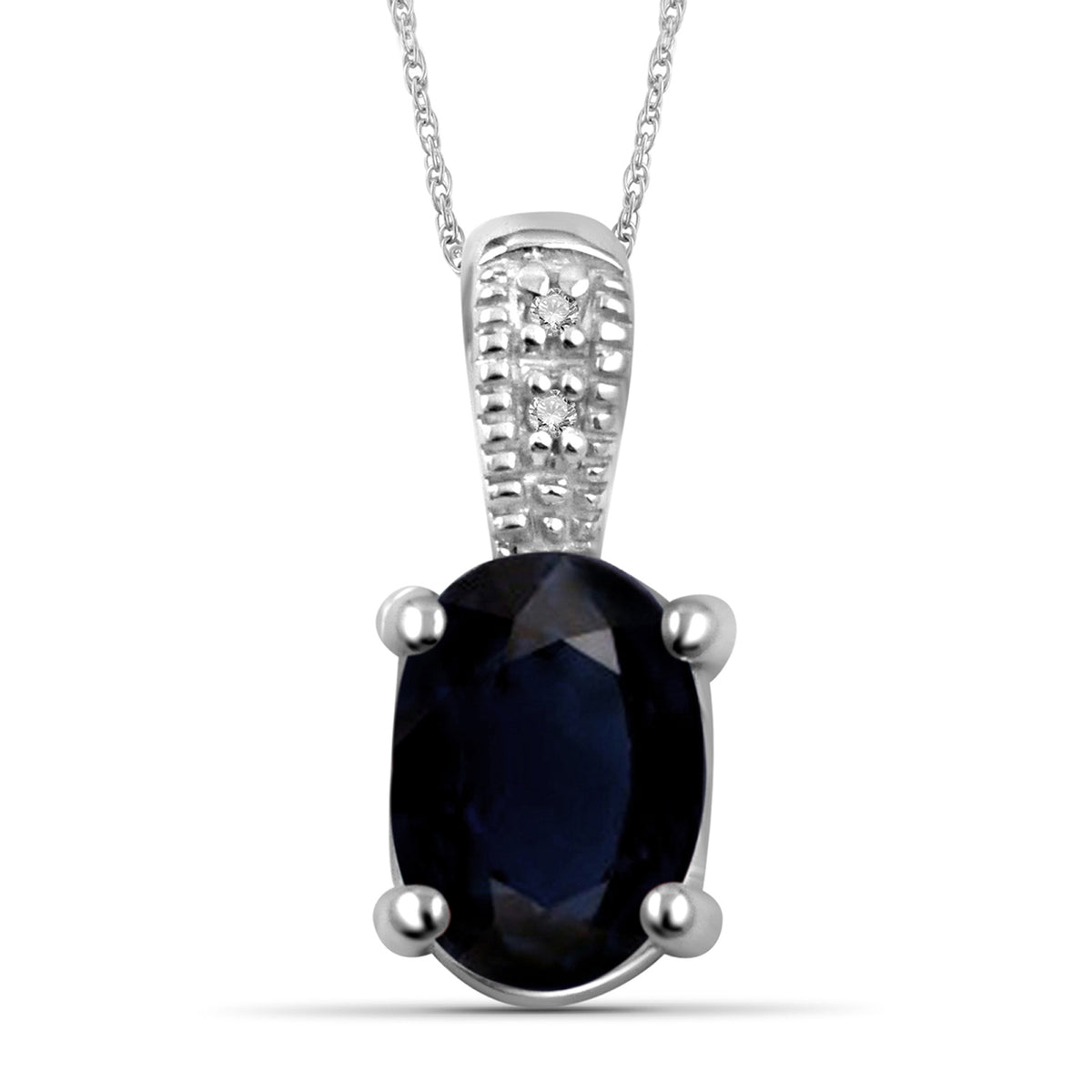 1.07 ct. T.G.W. Sapphire Pendant with Diamond Accent in Sterling Silver
