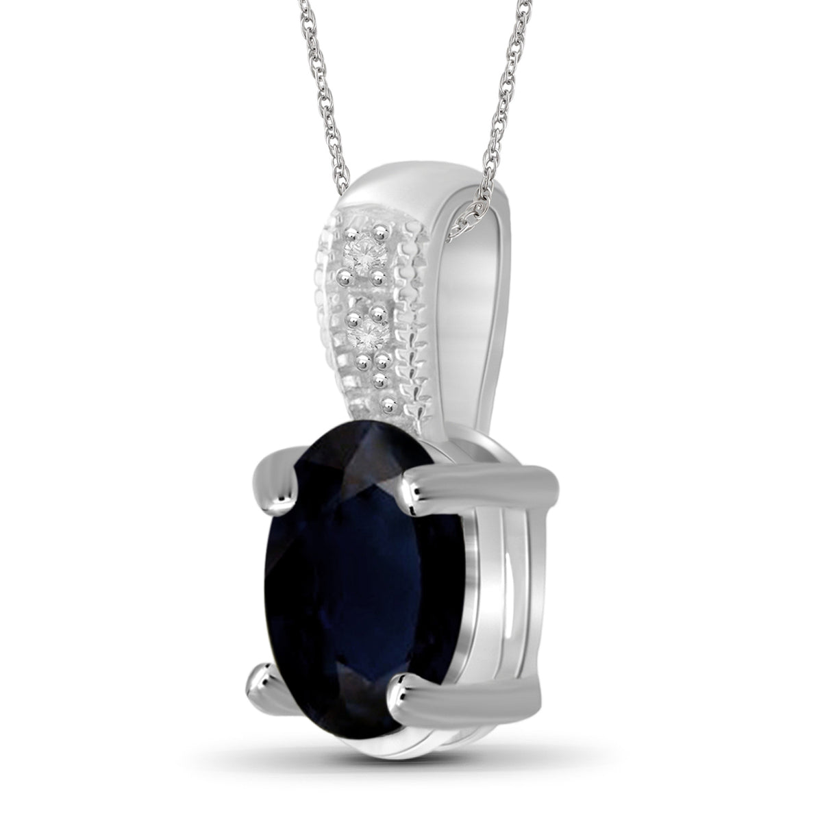 1.07 ct. T.G.W. Sapphire Pendant with Diamond Accent in Sterling Silver