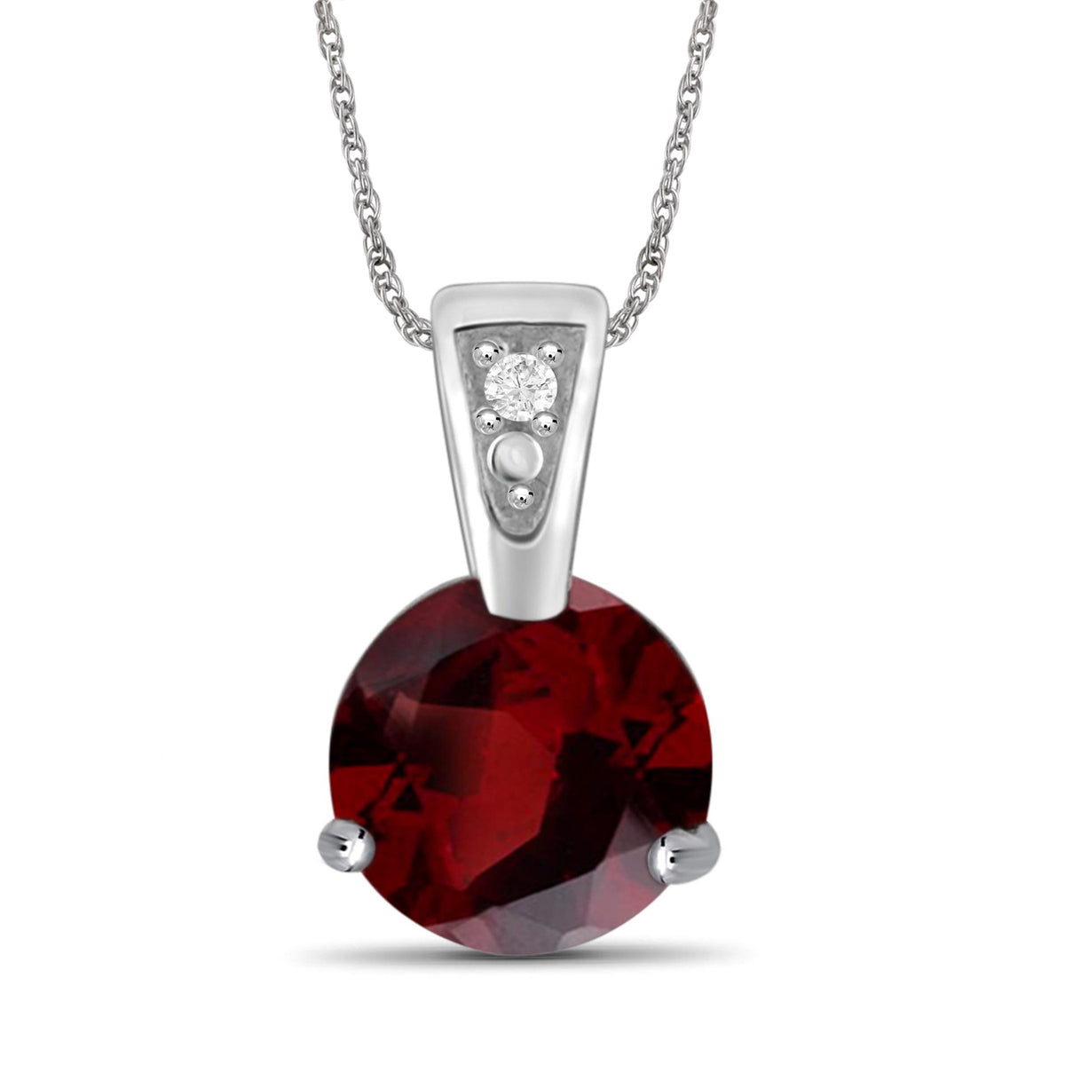 3/4 ct. T.G.W. Garnet Pendant with Diamond Accent in Sterling Silver