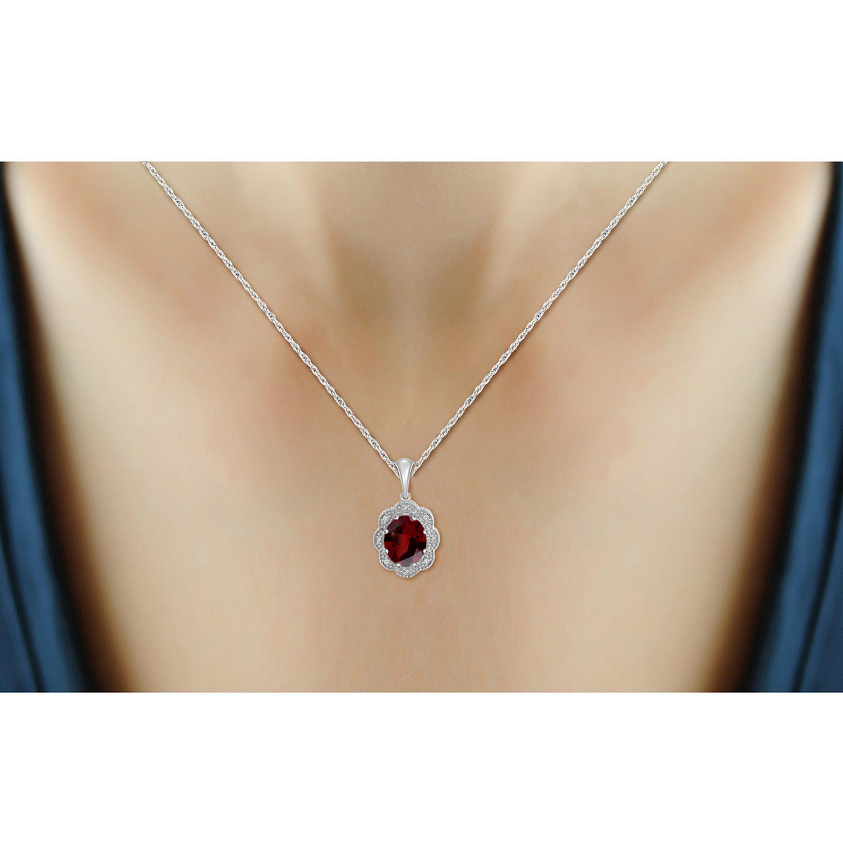 2 1/5 ct. T.G.W. Garnet Pendant with Diamond Accent in Sterling Silver