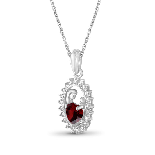 0.55 ct. T.G.W. Garnet Pendant with Diamond Accent in Sterling Silver