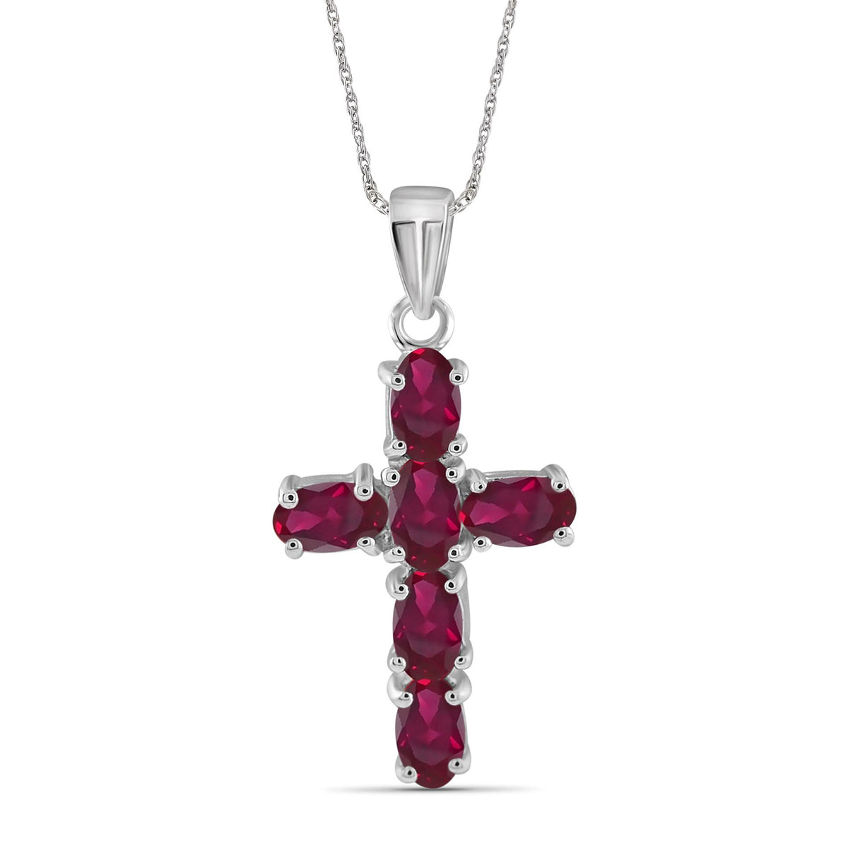 1.56 ct. T.G.W. Ruby Cross Pendant in Sterling Silver