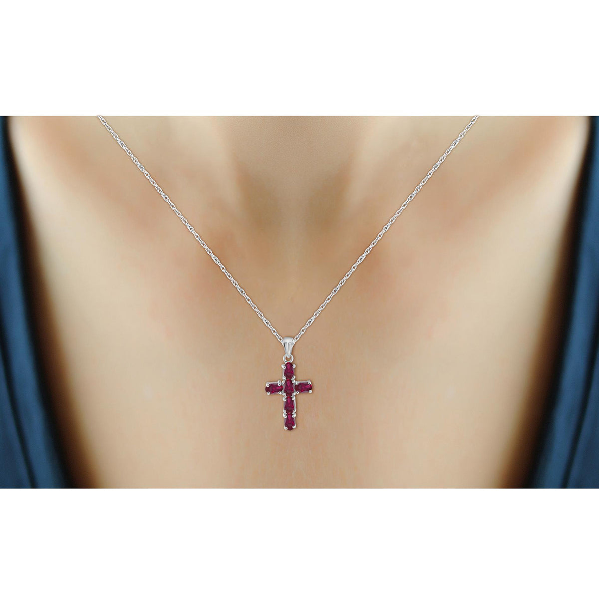 1.56 ct. T.G.W. Ruby Cross Pendant in Sterling Silver