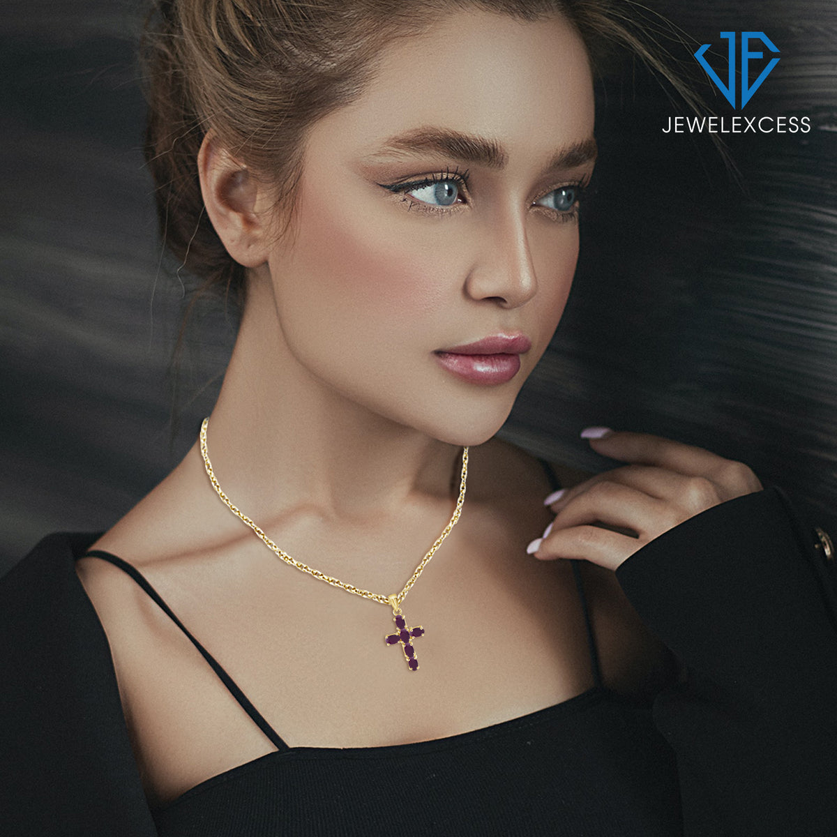 1.56 ct. T.G.W. Ruby Cross Pendant in 14K Gold over Silver