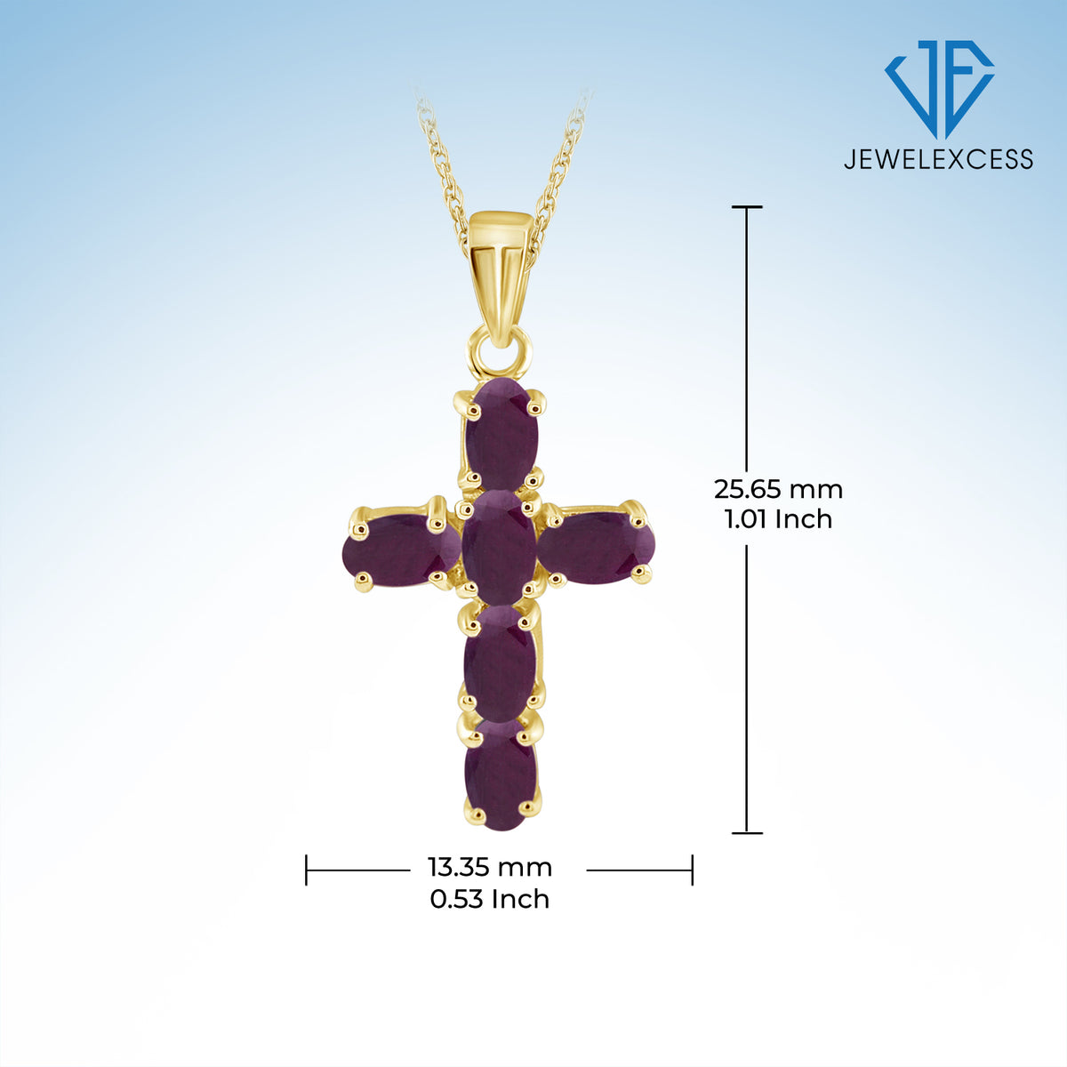 1.56 ct. T.G.W. Ruby Cross Pendant in 14K Gold over Silver