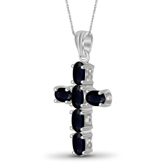 1.92 ct. T.G.W. Sapphire Cross Pendant in Sterling Silver