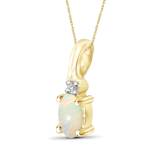 0.14 ct. T.G.W. Opal Pendant with Diamond Accent in 14K Gold over Silver