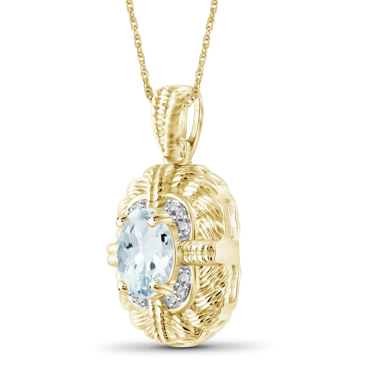 1.15 ct. T.G.W. Aquamarine Pendant with Diamond Accent in 14K Gold over Silver