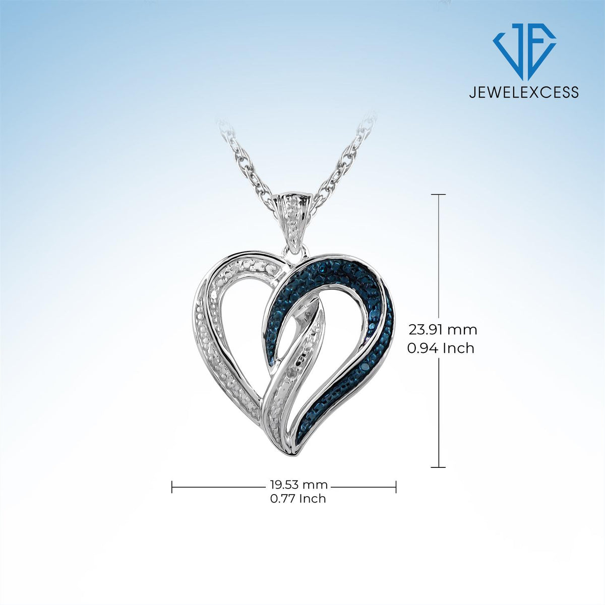 Blue & White Diamond Accent Heart Pendant in Sterling Silver