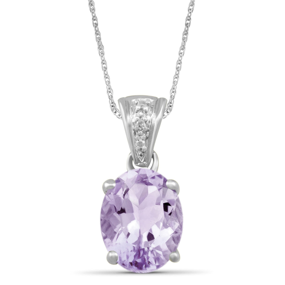 1 1/2 ct. T.G.W. Pink Amethyst Pendant with Diamond Accent in Sterling Silver
