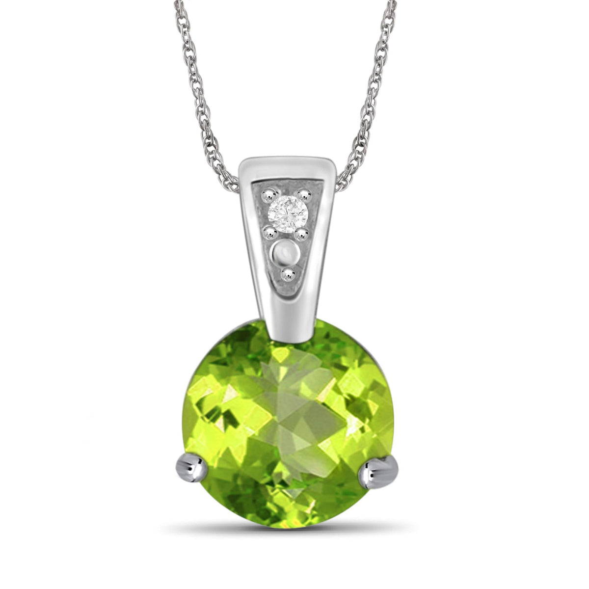 3/4 ct. T.G.W. Peridot Pendant with Diamond Accent in Sterling Silver