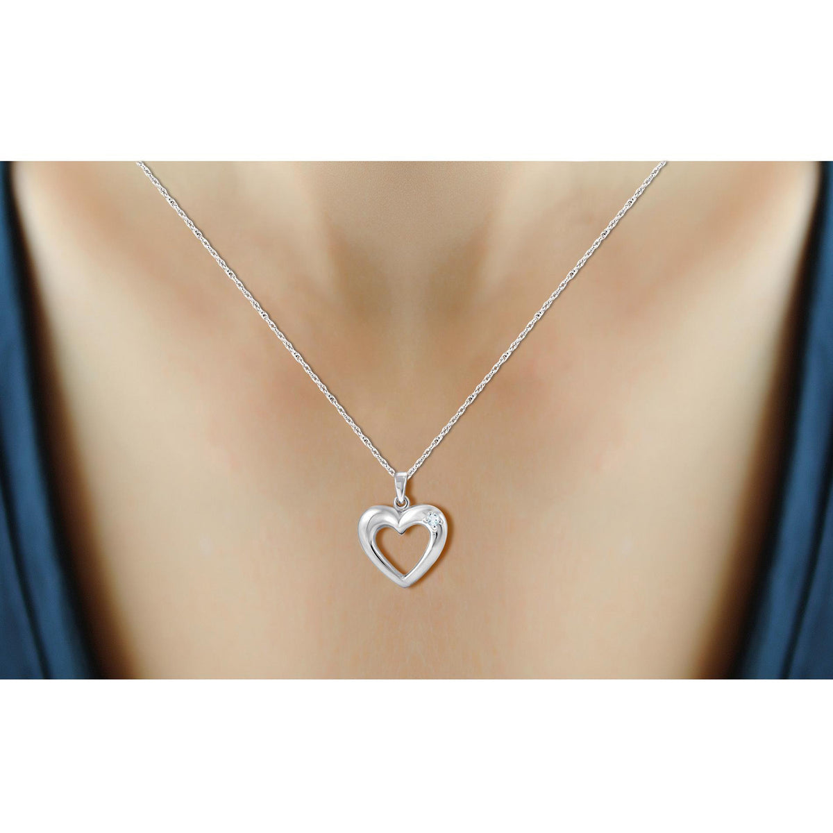 Aquamarine Heart Pendant in Sterling Silver