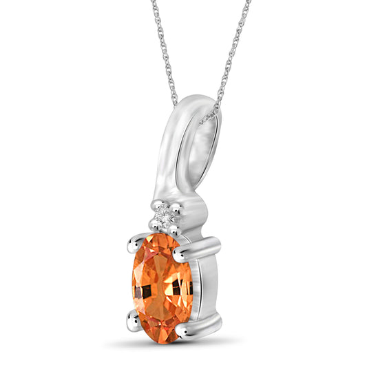 0.34 ct. T.G.W. Mandarin Garnet Pendant with Diamond Accent in Sterling Silver