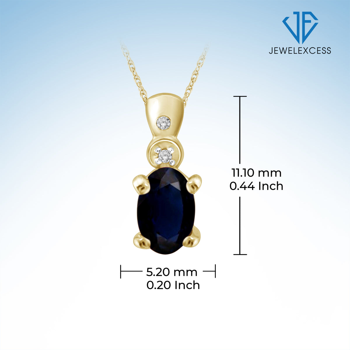 1/2 ct. T.G.W. Sapphire Pendant with Diamond Accent in 14K Gold over Silver