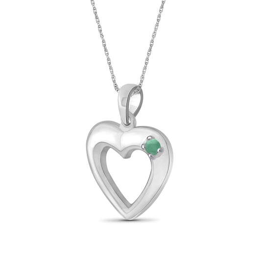 Emerald Heart Pendant in Sterling Silver