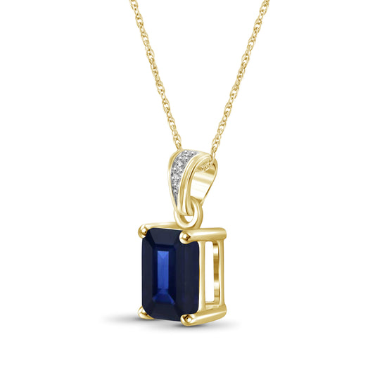 2 ct. T.G.W. Sapphire Pendant in 14K Gold over Silver