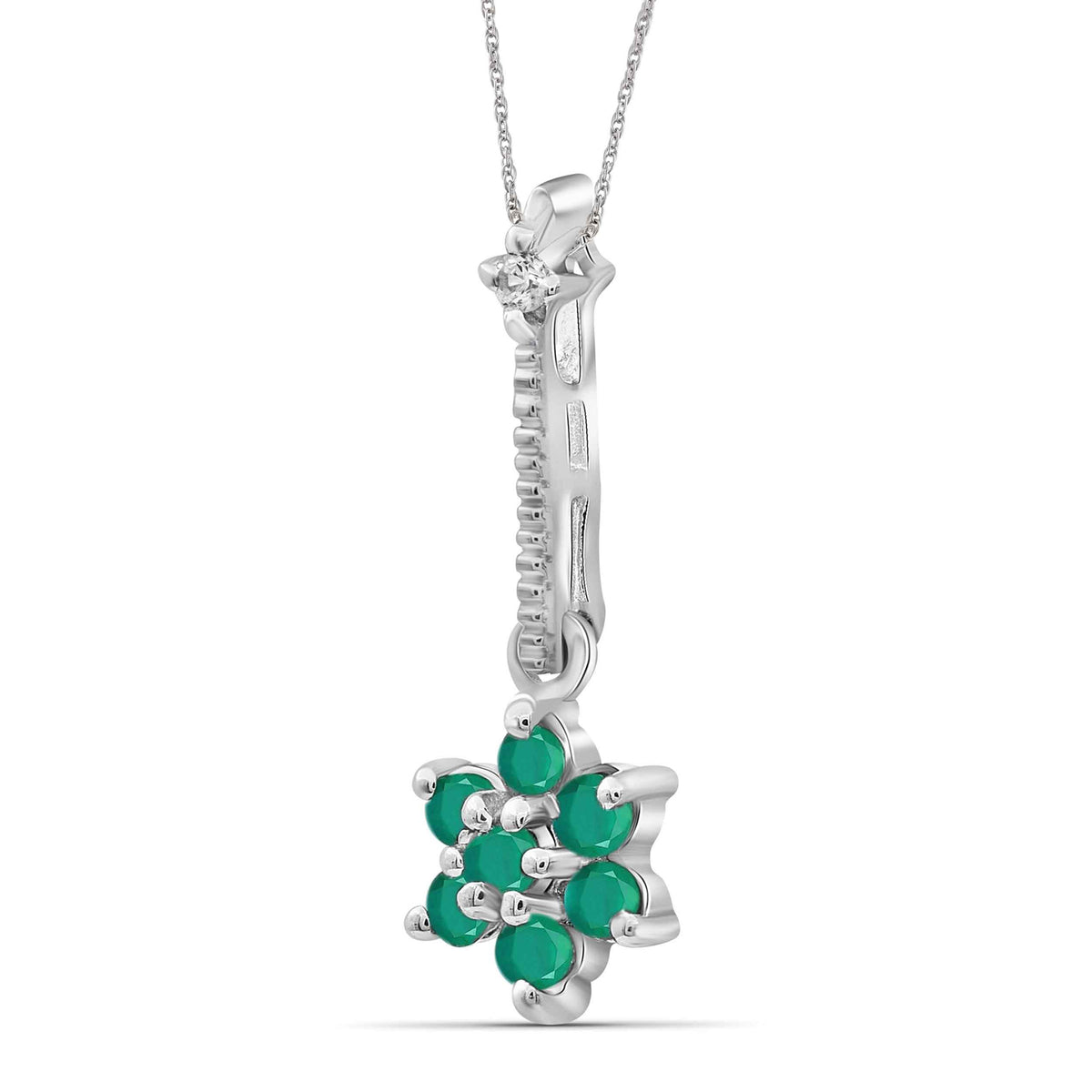 1/2 ct. T.G.W. Emerald Pendant with Diamond Accent in Sterling Silver