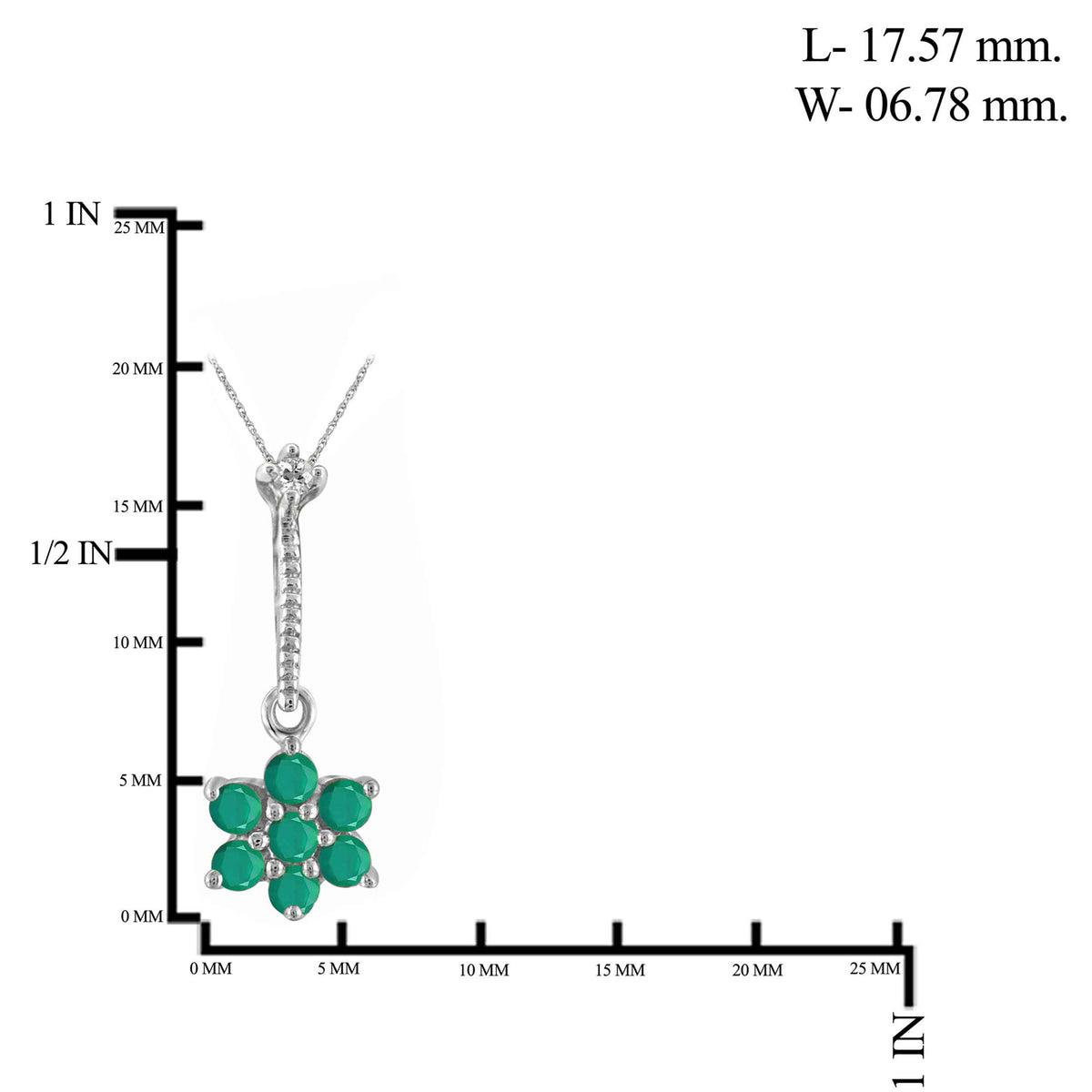 1/2 ct. T.G.W. Emerald Pendant with Diamond Accent in Sterling Silver