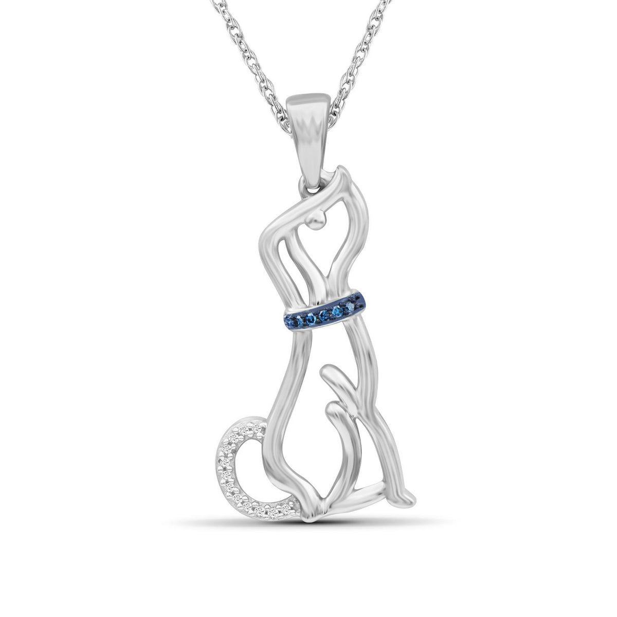 1/20 ct. T.W. Blue & White Diamond Dog Pendant in Sterling Silver