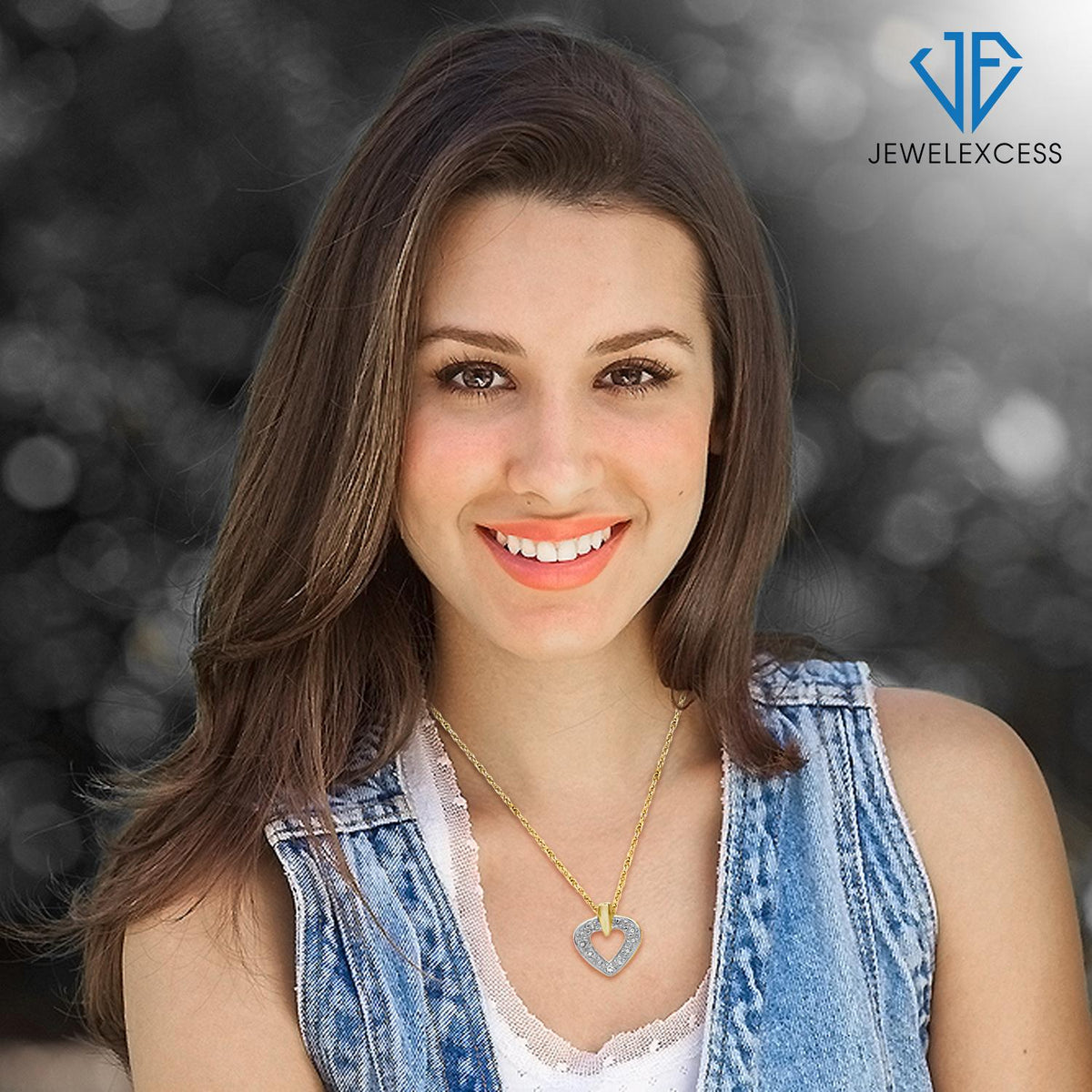 Diamond Accent Heart Pendant in 14K Gold over Silver