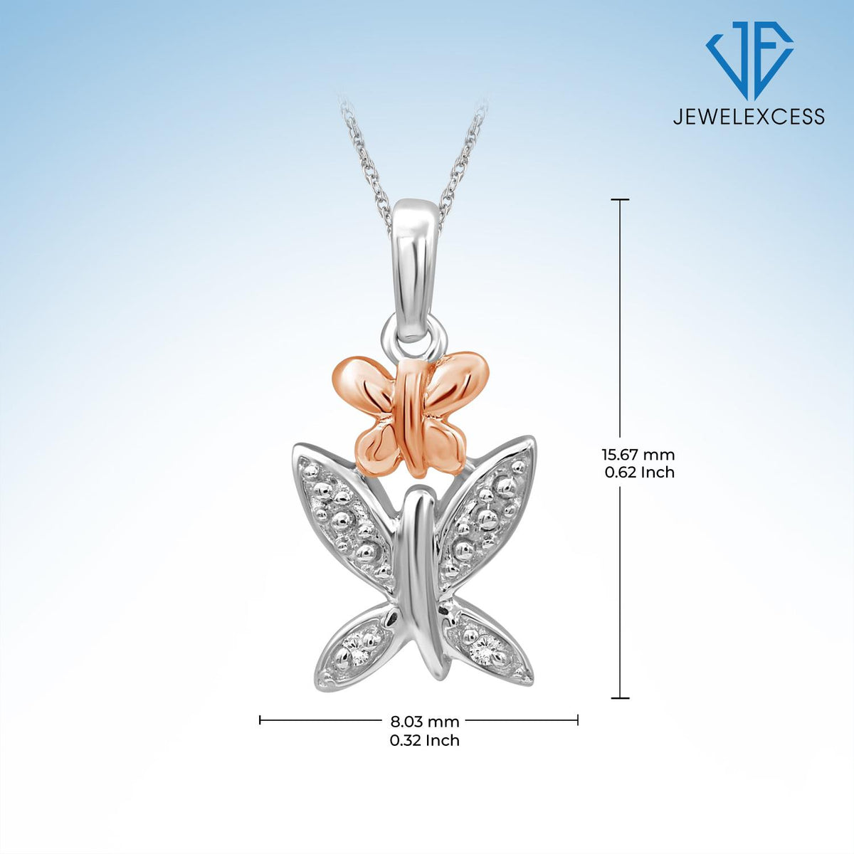 Diamond Accent Butterfly Pendant in Two-Tone Sterling Silver
