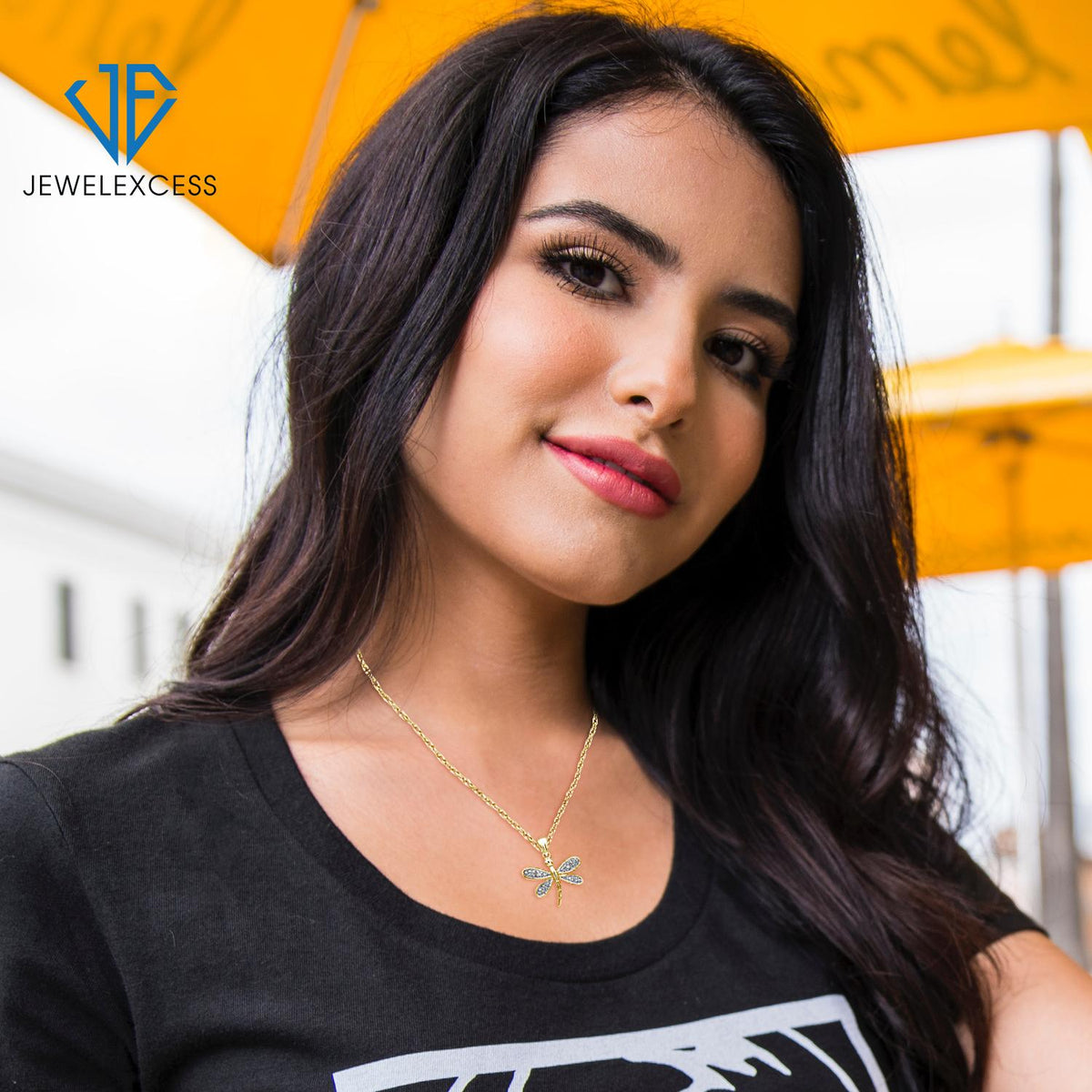 Diamond Accent Butterfly Pendant in 14K Gold over Silver