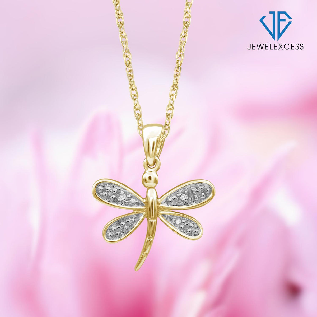 Diamond Accent Butterfly Pendant in 14K Gold over Silver