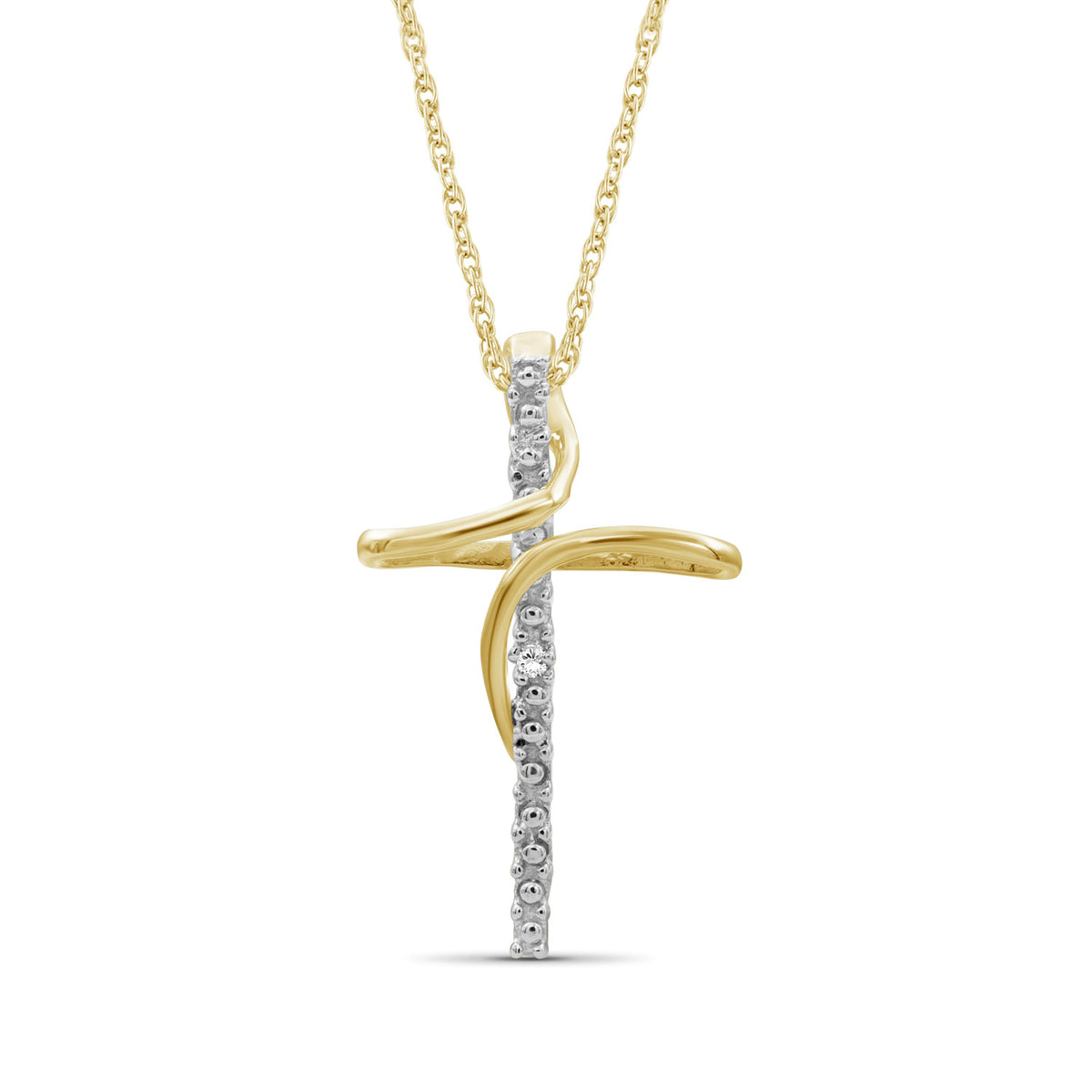 Diamond Accent Cross Pendant in 14K Gold over Silver