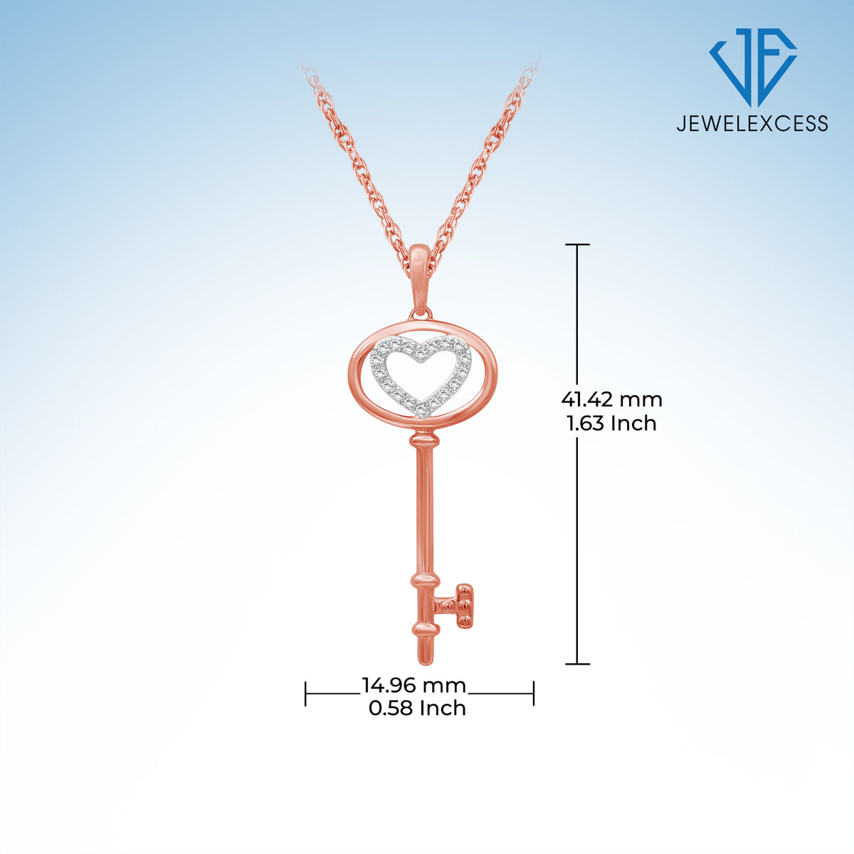 Diamond Accent Key Pendant in Rose Gold over Silver